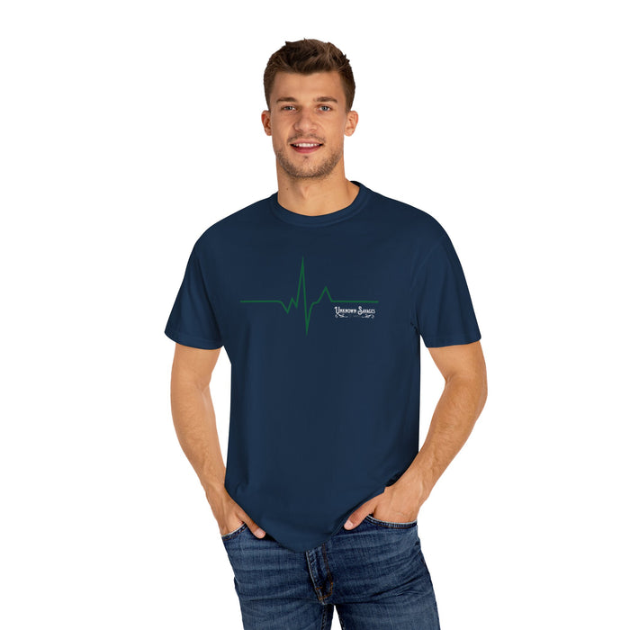 Unknown Savages Heartbeat - Green Line - Tee - Comfort Colors