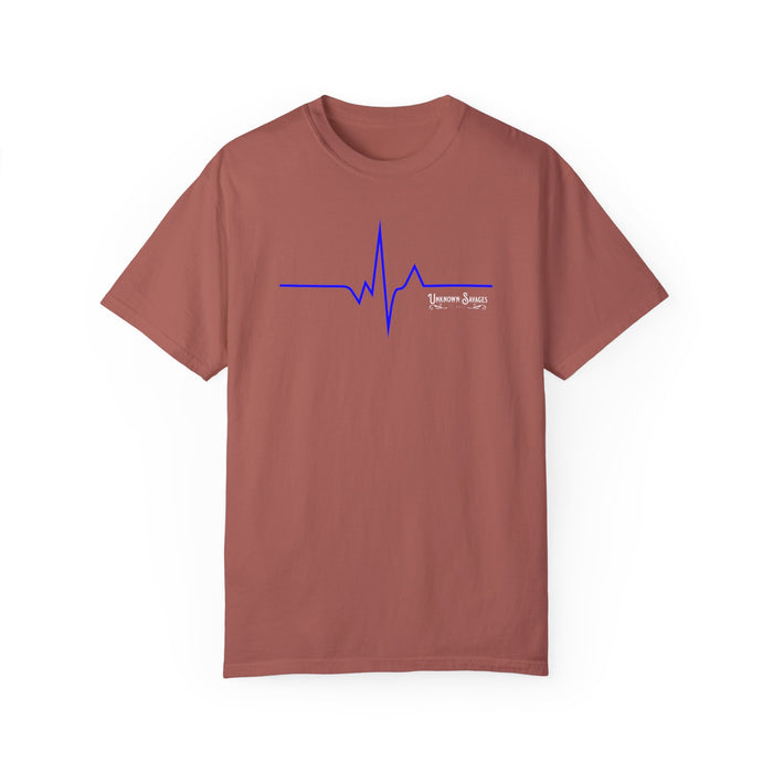 Unknown Savages Heartbeat - Blue Line - Tee - Comfort Colors