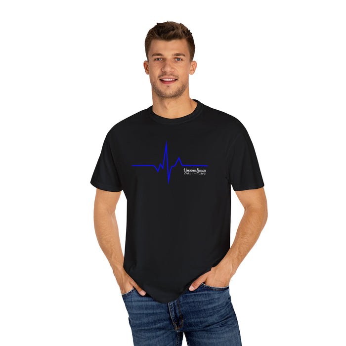 Unknown Savages Heartbeat - Blue Line - Tee - Comfort Colors