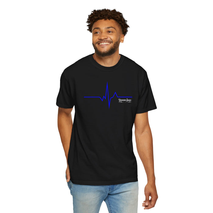 Unknown Savages Heartbeat - Blue Line - Tee - Comfort Colors