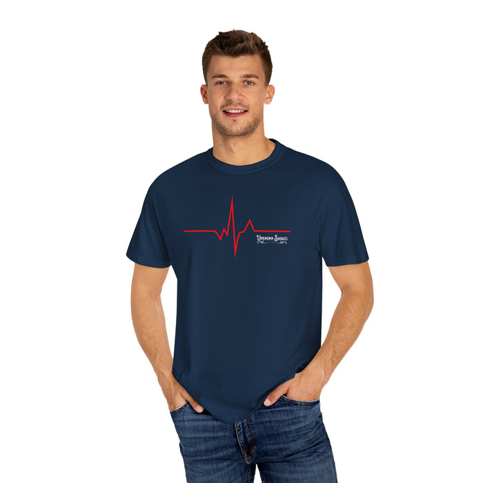 Unknown Savages Heartbeat - Red Line - Tee - Comfort Colors
