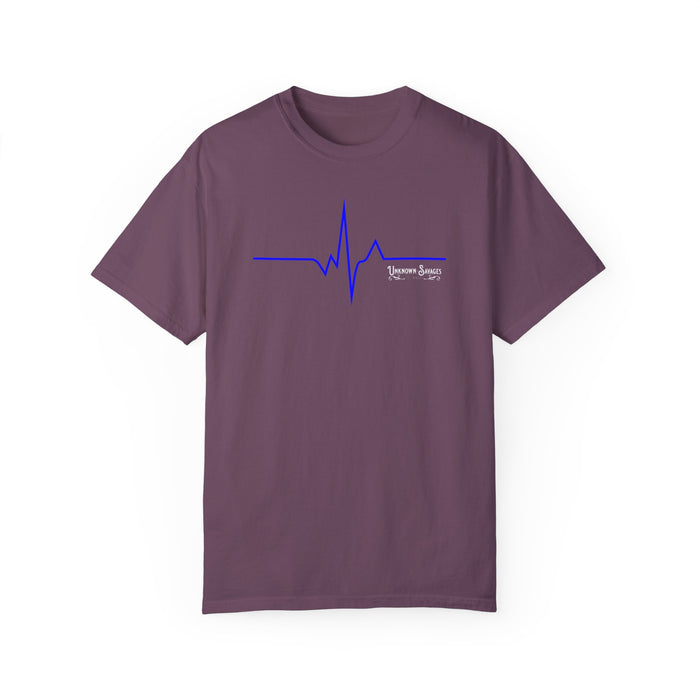 Unknown Savages Heartbeat - Blue Line - Tee - Comfort Colors