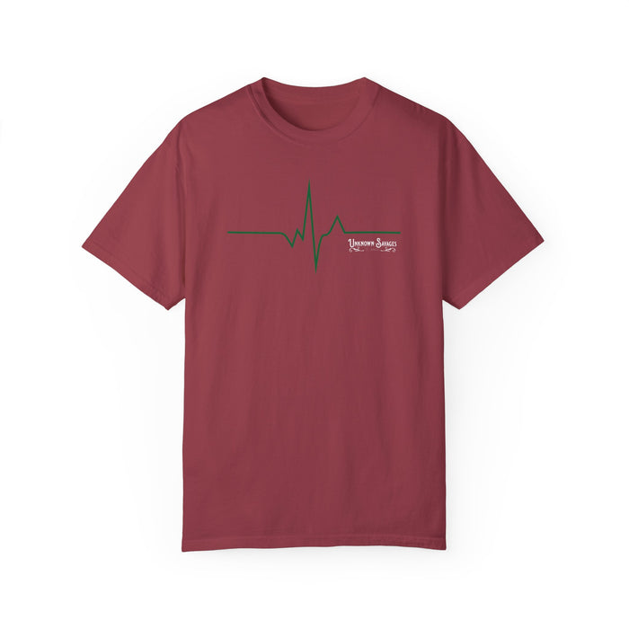 Unknown Savages Heartbeat - Green Line - Tee - Comfort Colors