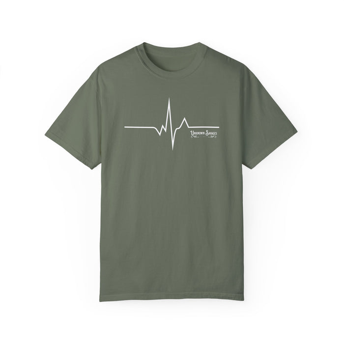Unknown Savages Heartbeat - White Line - Tee - Comfort Colors