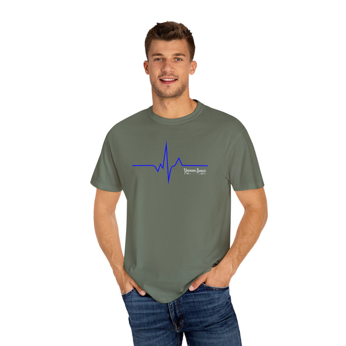 Unknown Savages Heartbeat - Blue Line - Tee - Comfort Colors