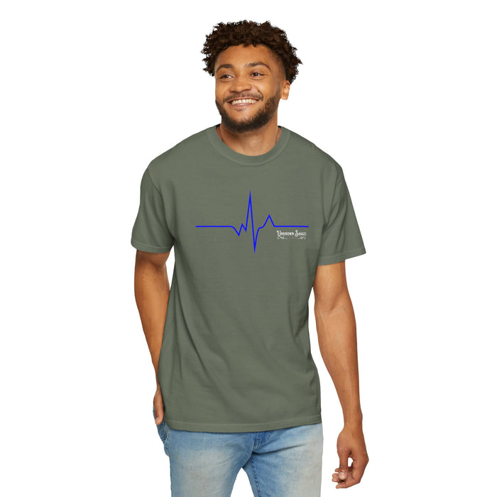 Unknown Savages Heartbeat - Blue Line - Tee - Comfort Colors