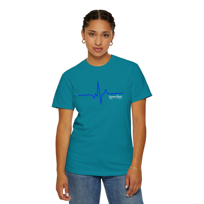 Unknown Savages Heartbeat - Blue Line - Tee - Comfort Colors